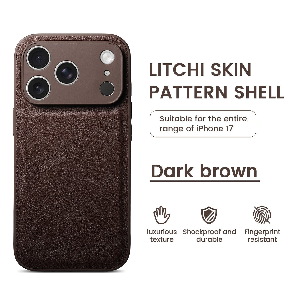 Premium Litchi Skin Pattern Läderfodral för iPhone